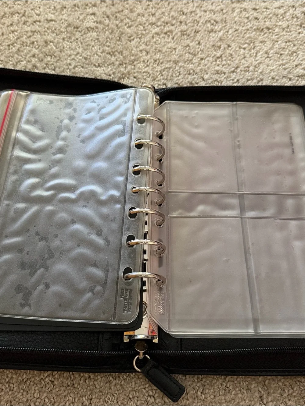 Franklin Covey Black Nappa Classic Leather Planner 7-Ring Binder Organizer Zip